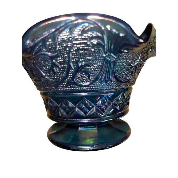 Vintage Fenton Carnival Glass Blue Bowl - Picture 7 of 16